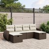 vidaXL Patio Sofa Set with Cushions Outdoor Furniture 6 Piece Poly Rattan - Brown and Cream without storage - 2 of 4