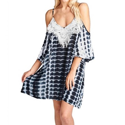 Women's Tie Dye & Fringe Mini Dress - Velzera