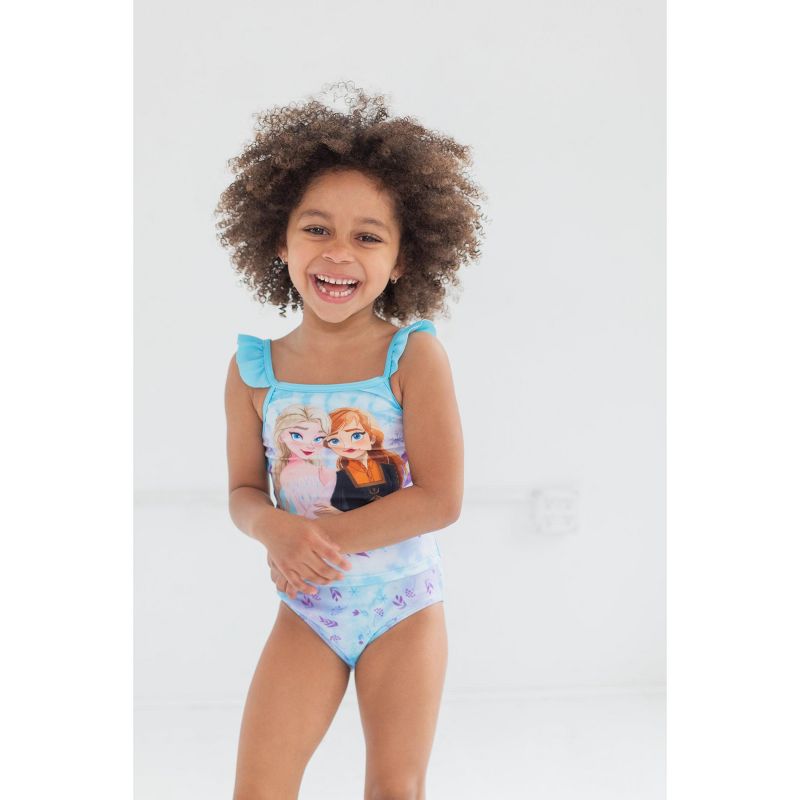 Disney Princess Anna Elsa Girls Tankini Top and Bikini Bottom Swim Set Toddler to Little Kid, 2 of 9