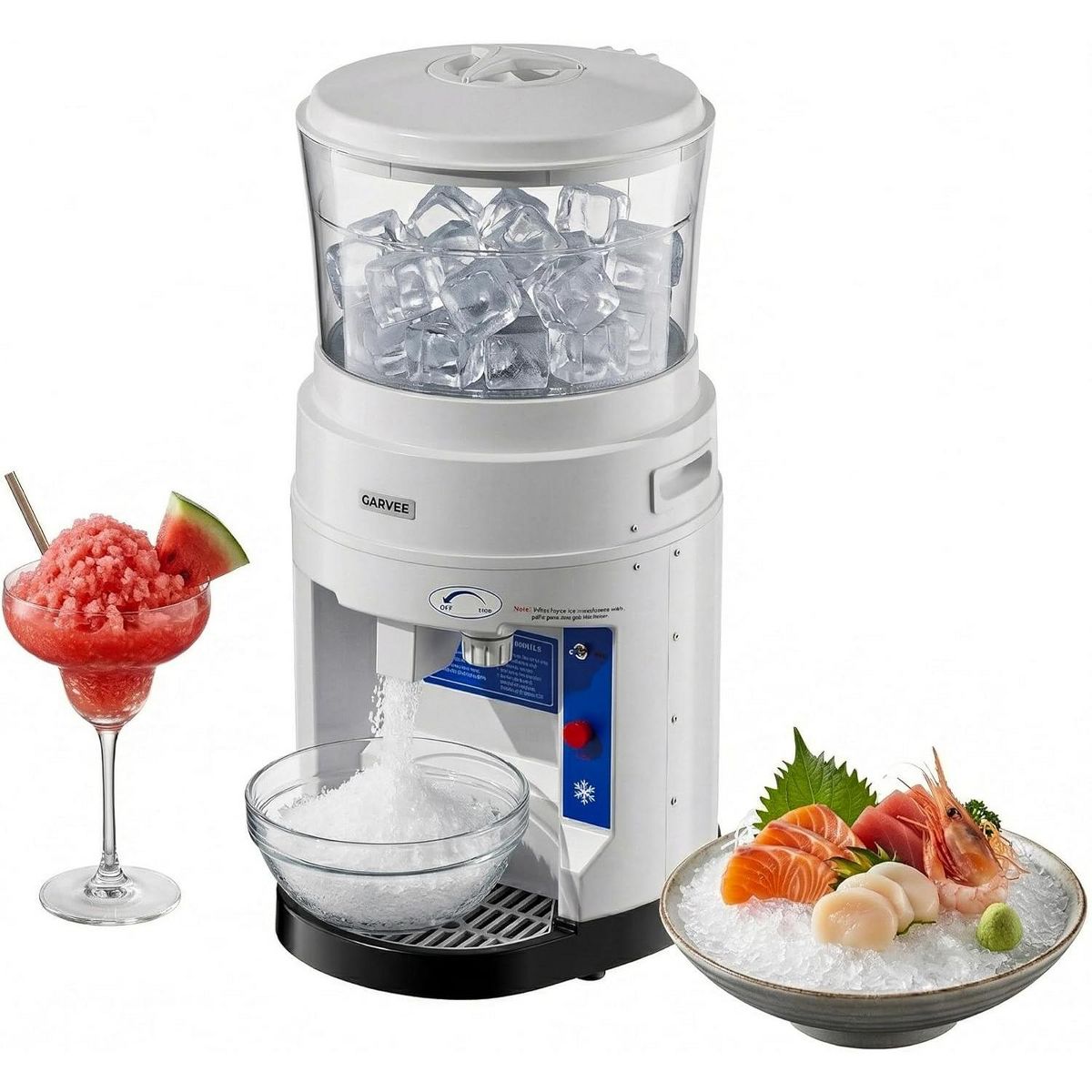 Garvee Tabletop Snow Cone Maker, 320RPM Commercial Ice Shaver, Large 4.23Gal Hopper, Adjustable Fineness for Dual Use