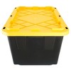GreenMade Professional Storage Ultra Durable 27 Gallon Plastic Storage Tote Bin with Snap Fit Lid and Padlock Holes, Black and Yellow (4 Pack) - 2 of 4