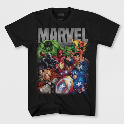 avengers shirt mens target t Black Shirt Men's  Marvel Short Sleeve M Avengers T Crew