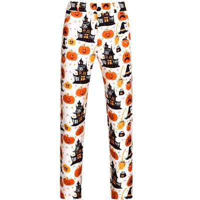 Lars Amadeus Men's Halloween Funny Party Cosplay Costume Pumpkin Printed Pants