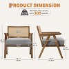 Mid Century Modern Accent Chair, Comfy Living Room Chairs with Sturdy Wood Legs, Rattan Backrest & Beige Thick Linen Cushion, Armchair (2 PCS) - 2 of 4