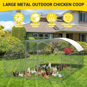 Jojoka Large Metal Chicken Coop, Metal Chicken Run with Reinforced Triangle Support & Double Doors, Outdoor Walk-in Poultry Cage for Yard - 1 of 4
