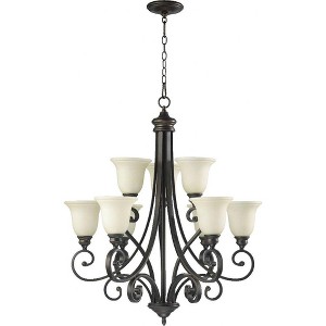 Quorum Lighting Bryant 9-Light Chandelier, Oiled Bronze, 31 Width, 36.25 Height - 1 of 1
