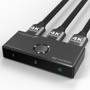 Fosmon 4K HDMI 2.0 Switch, 2-Port Bi-Directional HDMI Switcher, HDCP 2.2 HDMI Splitter for PS5, PS4, Xbox, Roku, Apple TV, Fire Stick - 1 of 4