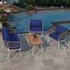 VYNXARIA 4-Piece Patio Furniture Set, Outdoor Furniture with Acacia Wood Table, Patio Conversation Set for Backyard Porch Balcony, Navy Blue - 3 of 4