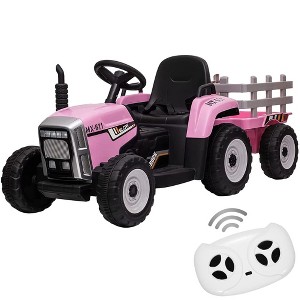 12V Kids Ride On Tractor Battery Powered Electric Tractor w/ Trailer Toddlers，Remote Control, 2+1 Gear Shift, EVA Treaded Tires, LED Lights, MP3, USB - 1 of 4