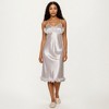 Anna-Kaci Lounge Women's Satin Midi Slip Dress with 3D Floral Trim Bodice and Ruffled Hem Detail for a Soft Sculpted Silhouette - 2 of 4
