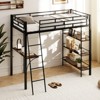 Safstar Twin Size Loft Bed with Desk & Shelves Inclined Ladder & Full-length Guardrails - 4 of 4
