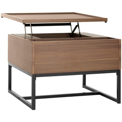 Kristie Dark Oak and Black Square Lift-Top Coffee Table