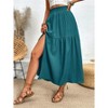 Womens Skirts High Slit Ruffle Hem Smocked Waist Midi Skirt - 4 of 4