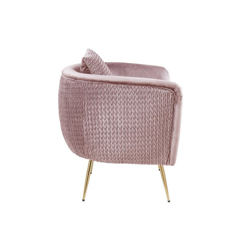 Simple Relax Velvet Barrel Accent Chair with Metal Legs in Pink, 3 of 5