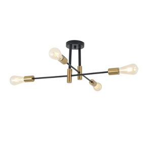 YIYIBYUS 4-Light Modern Industrial Black and Gold Sputnik Chandelier without Shade - 1 of 4