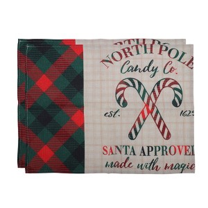 Unique Bargains Christmas Place Mats Plaid Linen Red Green Beige White 13"x17.7" 2 Pcs - 1 of 4