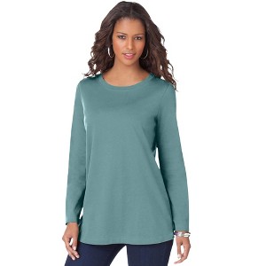Roaman's Women's Plus Size Long Sleeve Crewneck Ultimate Tee - 1 of 4