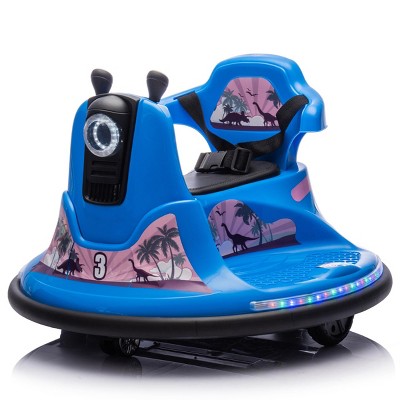 INFURNIC Baby Walkers Kids Ride On Bumper Car with 360 Degree Rotation and Parental Control, Blue, 26.18"*26.18"*18.74"