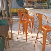 Emma and Oliver Commercial Grade 30"H Orange Metal Indoor-Outdoor Barstool with Back - 2 of 4