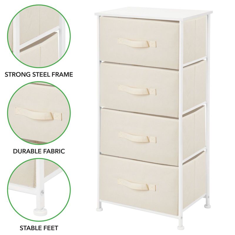 mDesign Tall Dresser Storage Tower Stand with 4 Fabric Drawers, 2 of 11