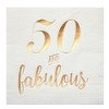 Blue Panda 50 Pack White 50th Birthday Napkins - 5x5 Inches Folded, 3-Ply with Gold Lettering, 50 and Fabulous Napkins for Women - 4 of 4