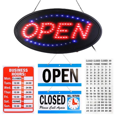 iMountek"LED Open Sign 18.7x9.45in with Steady & Flashing Modes, Business Hours & Open/Closed Display"Black
