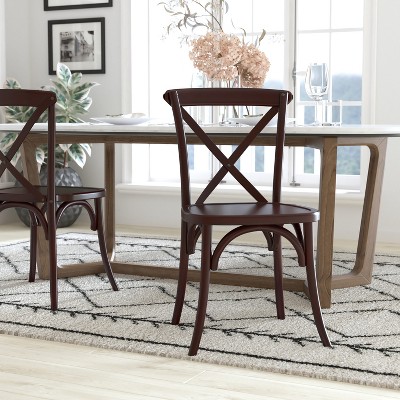 Elegant Walnut Wood Cross Back Dining Chair - 18" Seat Height