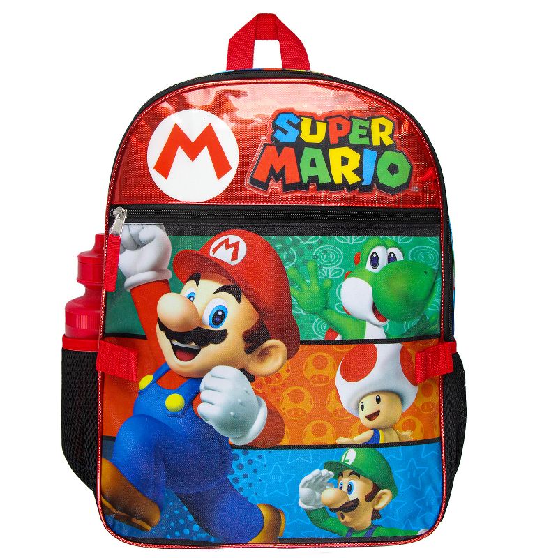 Super Mario Backpack with Detachable Mushroom Lunch Tote 16 Inch 5 Piece Set Multicoloured, 3 of 8