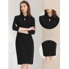 Allegra K Women's Front Tie Neck 3/4 Sleeve Work Bodycon Dress - 2 of 4