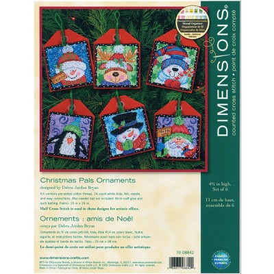 Dimensions Counted Cross Stitch Ornament Kit Set of 6-Christmas Pals Ornaments (14 Count)