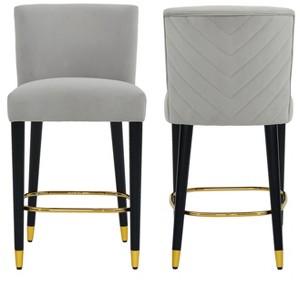 Christopher Knight Home Nordelle Modern Upholstered Rubberwood Barstool with Gold Circular Footrest (Set of 2) - 1 of 4