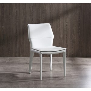 HomeStock 36 in.  White Faux Leather Dining Chair Set of 1 for a designed  Stylish contemporary living elegance - 1 of 3
