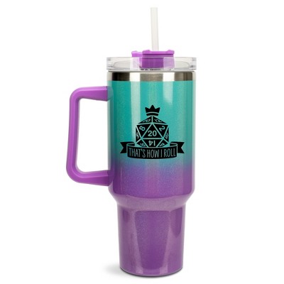 100 North That's How I Roll Nat 20 Dice Role Playing Game Wrap-Around 40 Oz. Stainless Steel Water Bottle Coffee Mug, Spill & Leak Resistant, Travel