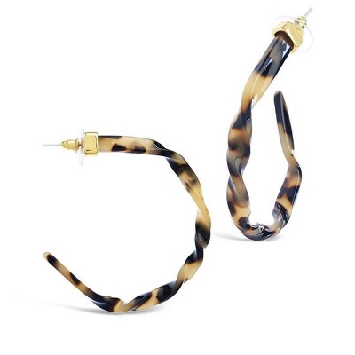 SHINE by Sterling Forever Twist Resin Hoops - Gold/Tortoise : Target