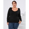 Womens Plus Size Knit Tops Long Sleeve Sweetheart Neck Sweaters Casual Tunic Tops - 2 of 4