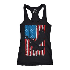 Womens Eagle In Flag Fitness Tank Awesome Fourth Of July Graphic Tanktop For Ladies - Crazy Dog Women's Tank Top - 1 of 4