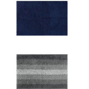 Unique Bargains Soft Plush & Fluffy Non-Slip Extra Thick Microfiber Bathroom Mat 2 Pcs - 1 of 4