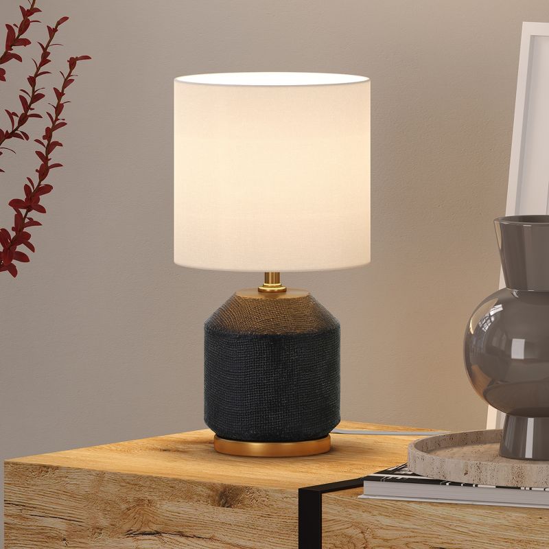 Hampton & Thyme 15" Tall Textured Ceramic Mini Lamp with Fabric Shade , 4 of 10