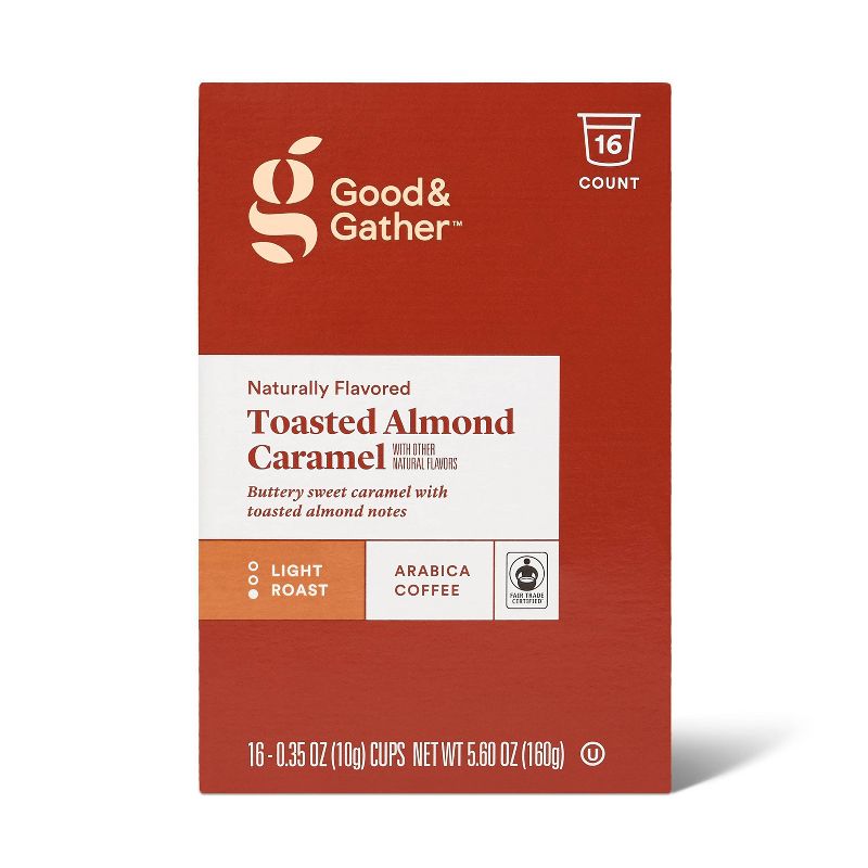 Naturally Flavored Toasted Almond Caramel Light Roast Coffee - 16ct Single Serve Pods - Good &#38; Gather&#8482;, 5 of 6