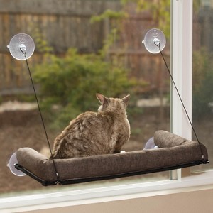K&H Pet Products EZ Mount Kitty Sill Deluxe with Bolster Chocolate 12 X 23 Inches - 1 of 3