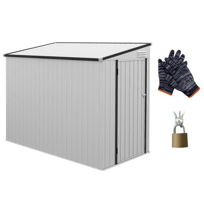 NicBex 4' x 8' Outdoor Storage Shed with Lockable Door and 2 Air Vents, Lean to Storage Shed for Backyard, Patio, Lawn