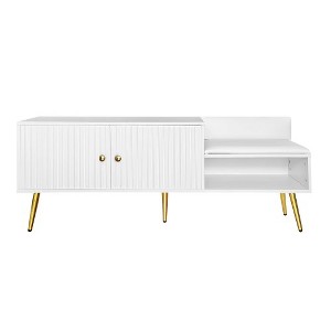 Shoe Rack Bench With Hidden Storage Compartment, Upholstered Cushions, Wooden Bench With Storage, Easy Assembly For Entryway Living Room - 1 of 4