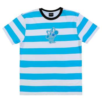Blue's Clues Embroidered Blue Crew Neck Short Sleeve Blue & White Striped T-shirt