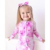 Lev Baby Girls' Viscose from Bamboo Convertible Zipper Romper – Pink Marble Print - 3 of 4