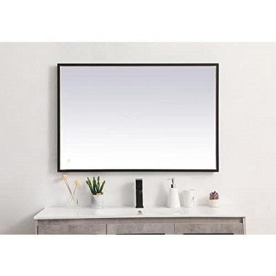 Black Aluminum Rectangular LED Bathroom Vanity Mirror