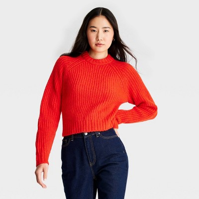 Red open back on sale sweater