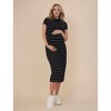 Women's Mock Neck Short Sleeve Ribbed Maternity Midi Dress | Motherhood Maternity - 4 of 4