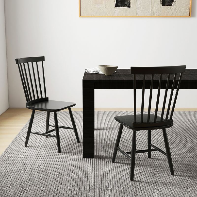 Tangkula Dining Chair Set of 4 Solid Wood Windsor Chair w/ High Spindle Back & Wide Seat, 3 of 11