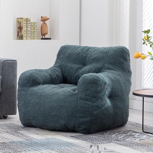 QingMoon Bean Bag Chairs, Teddy Fabric Lazy Sofa, Single Leisure Couch with Ergonomic Backrest and Arms for Living Room,Bedroom - 1 of 4