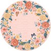 4x4 Round Pink Rug, Machine Washable Non-Slip Floral Accent Carpet for Living Room, Bedroom, Kids Room, Stain-Resistant Easy-Clean Indoor Floor Mat - 3 of 4